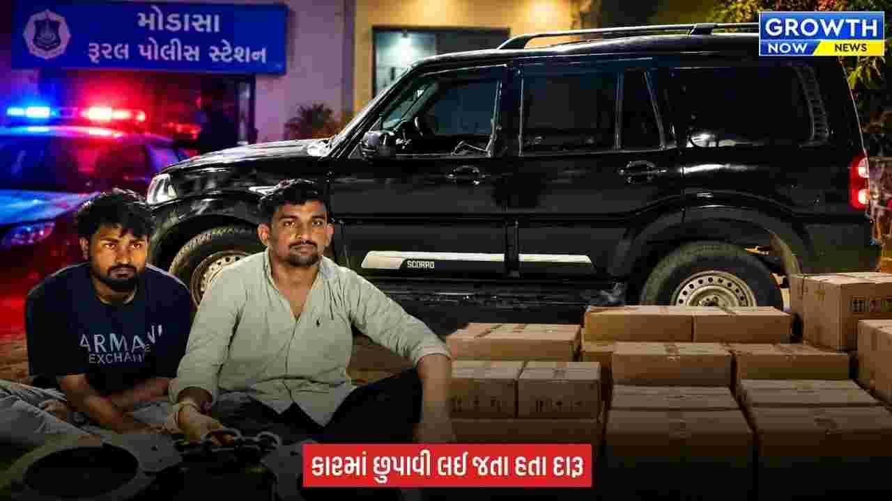 Arvalli જિલ્લામાં  SMCનો સપાટો, દારૂ ભરેલી કાર ઝડપી ₹23.58 લાખનો મુદ્દામાલ જપ્ત કર્યો