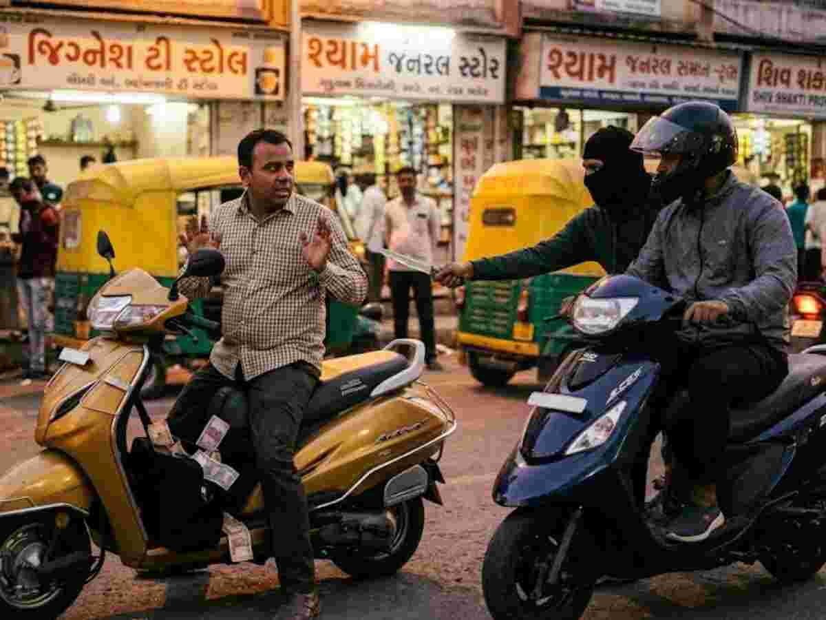 મોપેડ સવારોએ ચાકુ બતાવી વેપારી પાસેથી 3 લાખથી વધુ રૂપિયા લૂંટ્યા