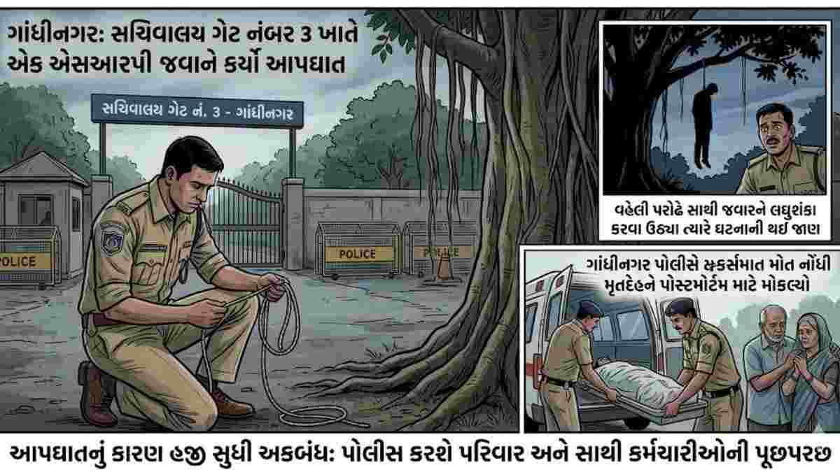 ગાંધીનગર સચિવાલય પાસે એસઆરપી જવાને આપઘાત કર્યો, કારણ અકબંધ