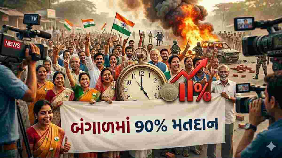 બંગાળમાં 'રેકોર્ડ બ્રેક મતદાન': સાંજે 5 વાગ્યા સુધી 90% મતદાન થયું!