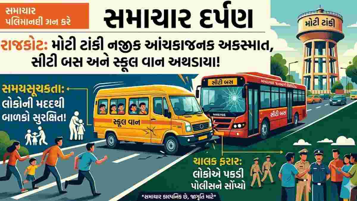 રાજકોટમાં સીટી બસે સ્કૂલ વાનને મારી ટક્કર મારી
