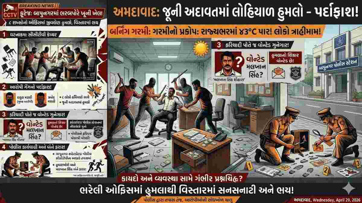 બાપુનગરમાં ઓફિસમાં ઘૂસી 8 શખ્સોનો હુમલો, ફરિયાદી જ નીકળ્યો વોન્ટેડ