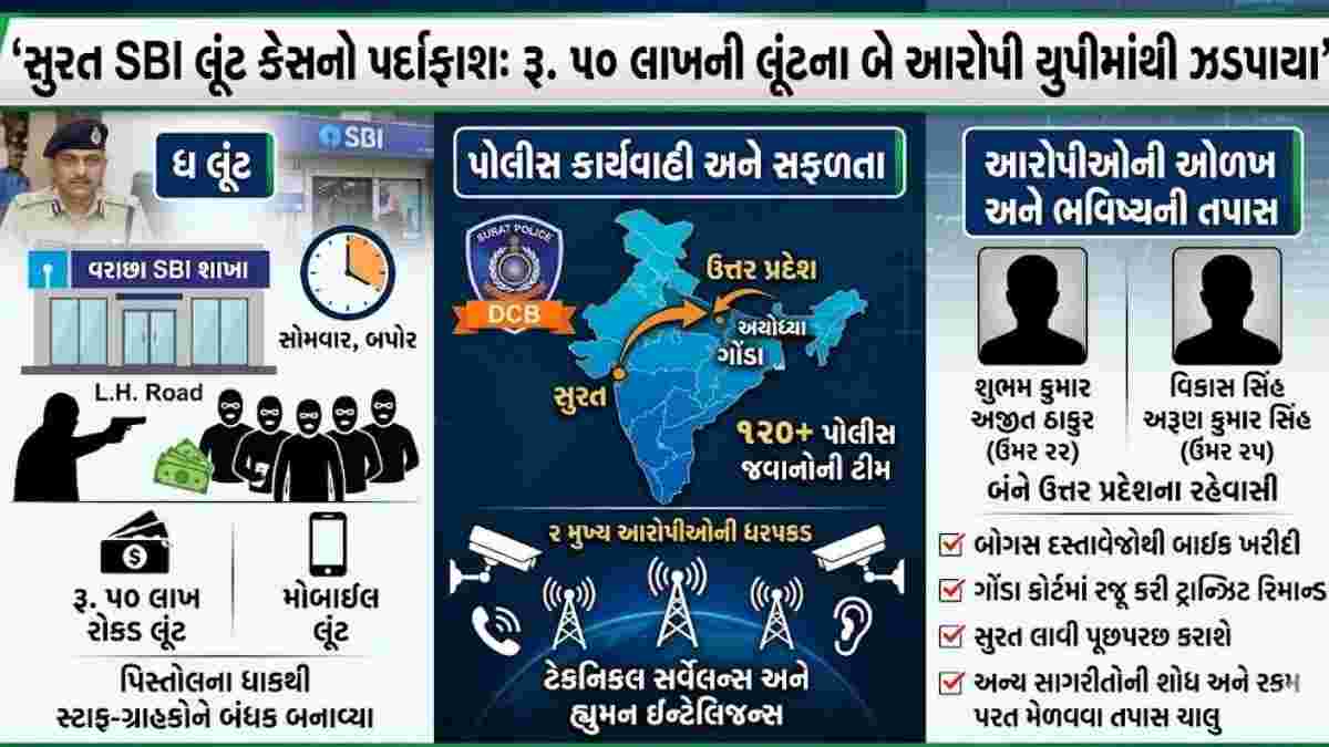 સુરત SBI લૂંટકાંડ ઉકેલાયો: યુપીમાંથી બે આરોપી ઝડપાયા