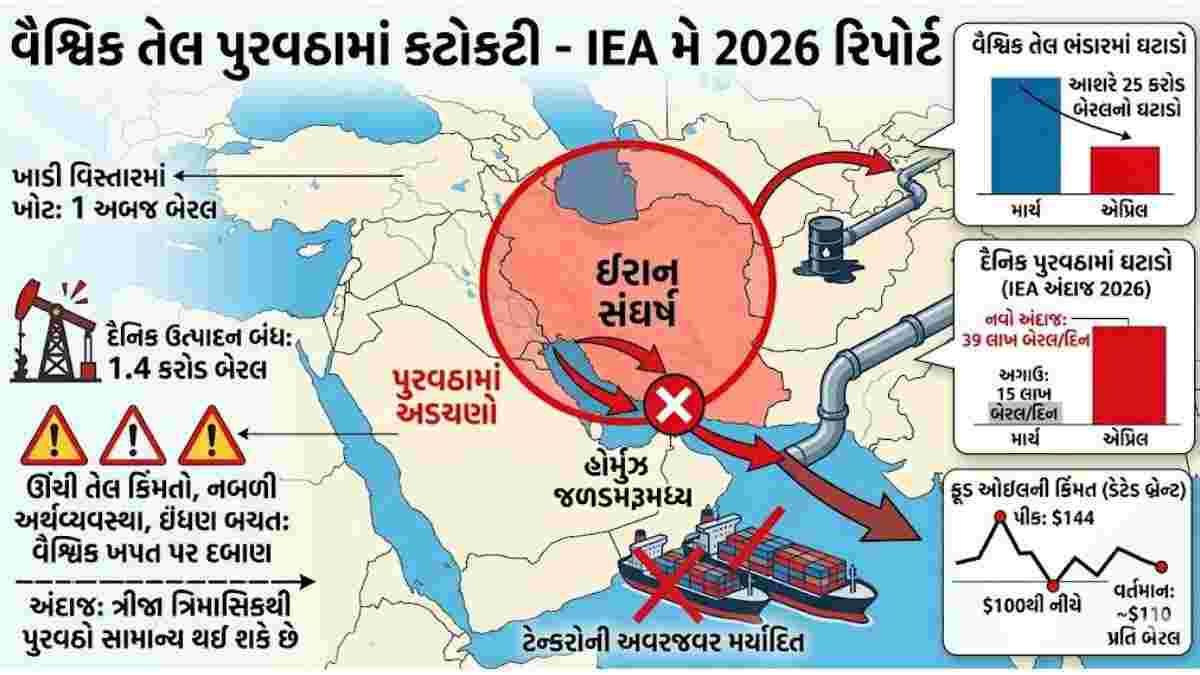 ઈરાન સંઘર્ષના કારણે વૈશ્વિક તેલ પુરવઠા પર અસર, માંગ પૂરી ન થવાની શક્યતા : IEA