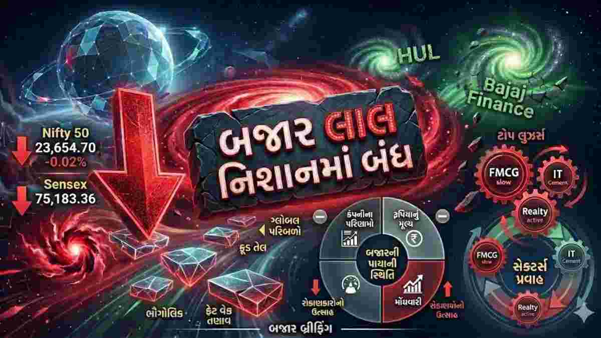 નબળા વૈશ્વિક સંકેતો વચ્ચે શેરબજાર લાલ નિશાનમાં બંધ, સેન્સેક્સ 135 અંક તૂટ્યો