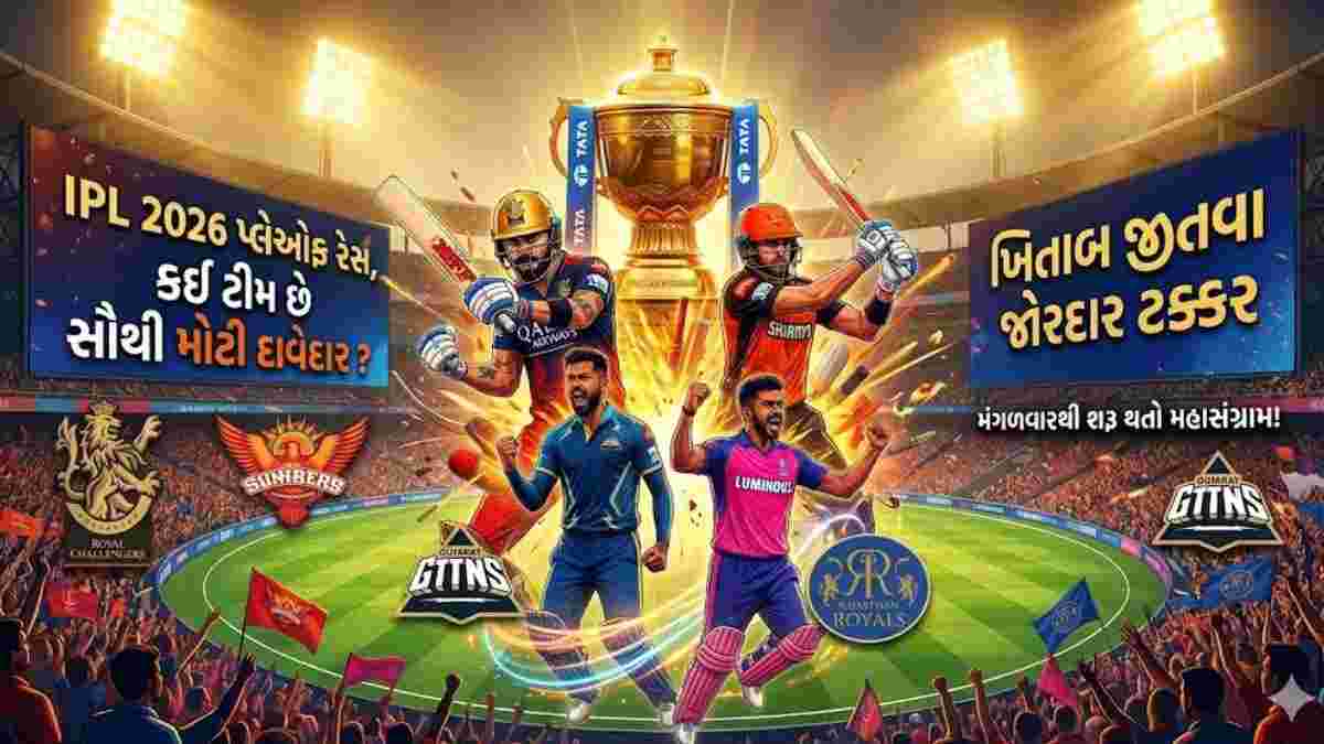 IPL 2026 પ્લેઓફ રેસ: કઈ ટીમ છે સૌથી મોટી દાવેદાર? ખિતાબ જીતવા જોરદાર ટક્કર