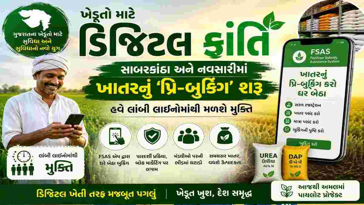 ખેડૂતો માટે ડિજિટલ ક્રાંતિ: સાબરકાંઠા અને નવસારીમાં ખાતરનું ‘પ્રિ-બુકિંગ’ શરૂ
