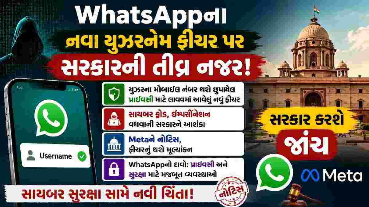 WhatsApp Username ફીચર પર સરકારની નજર, સાયબર ફ્રોડ વધવાની આશંકા વચ્ચે Metaને નોટિસ