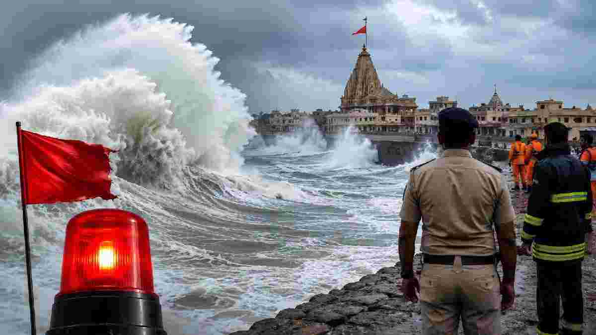 દેવભૂમિ દ્વારકામાં હાઈ વેવ એલર્ટ: દરિયામાં 20 ફૂટ સુધીના મોજાં, તંત્રે વધારી સતર્કતા
