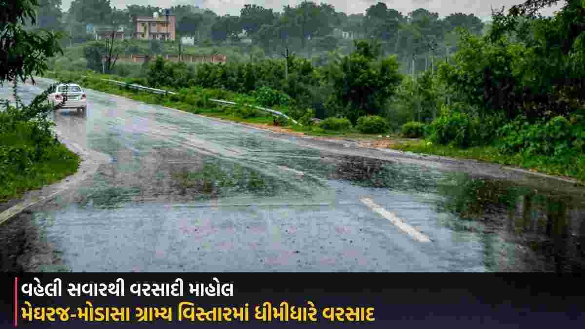 Aravalli: વહેલી સવારથી વરસાદી માહોલ, મેઘરજ-મોડાસા ગ્રામ્ય વિસ્તારમાં ધીમીધારે વરસાદ