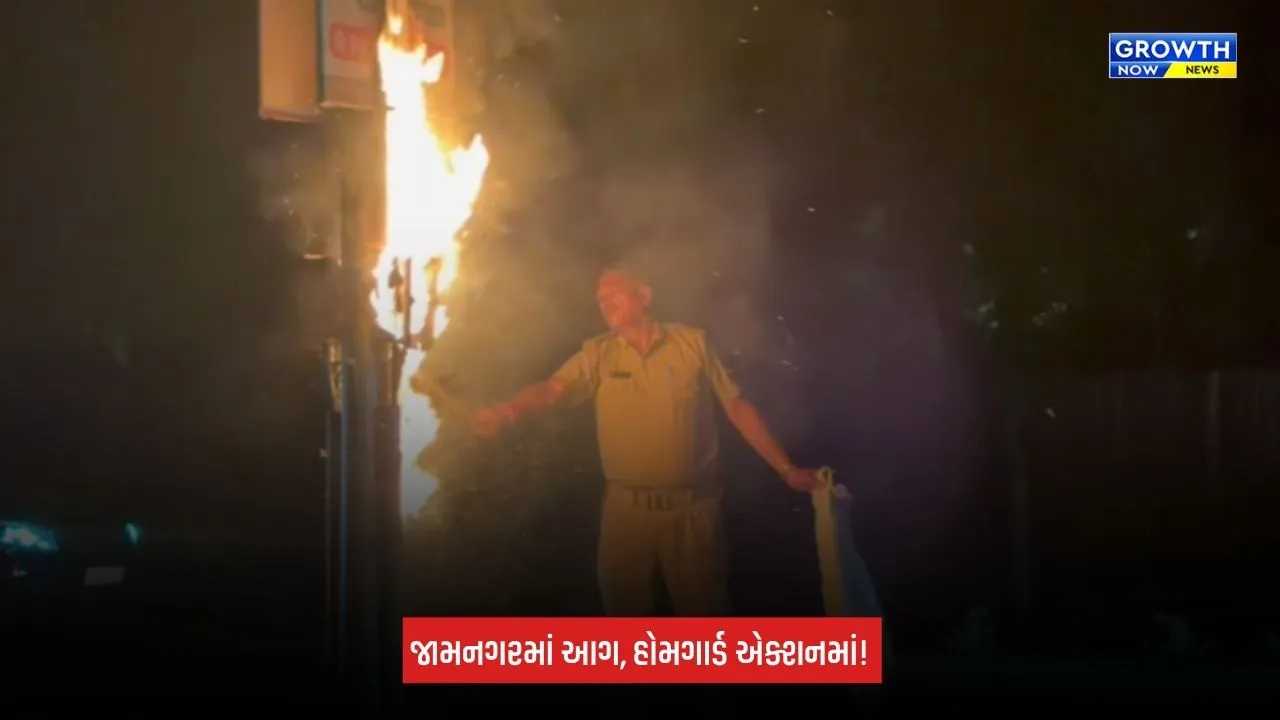 Jamnagarમાં હોમગાર્ડ જવાનોની સતર્કતા, વીજપોલમાં લાગેલી આગ તાત્કાલિક બુઝાવી