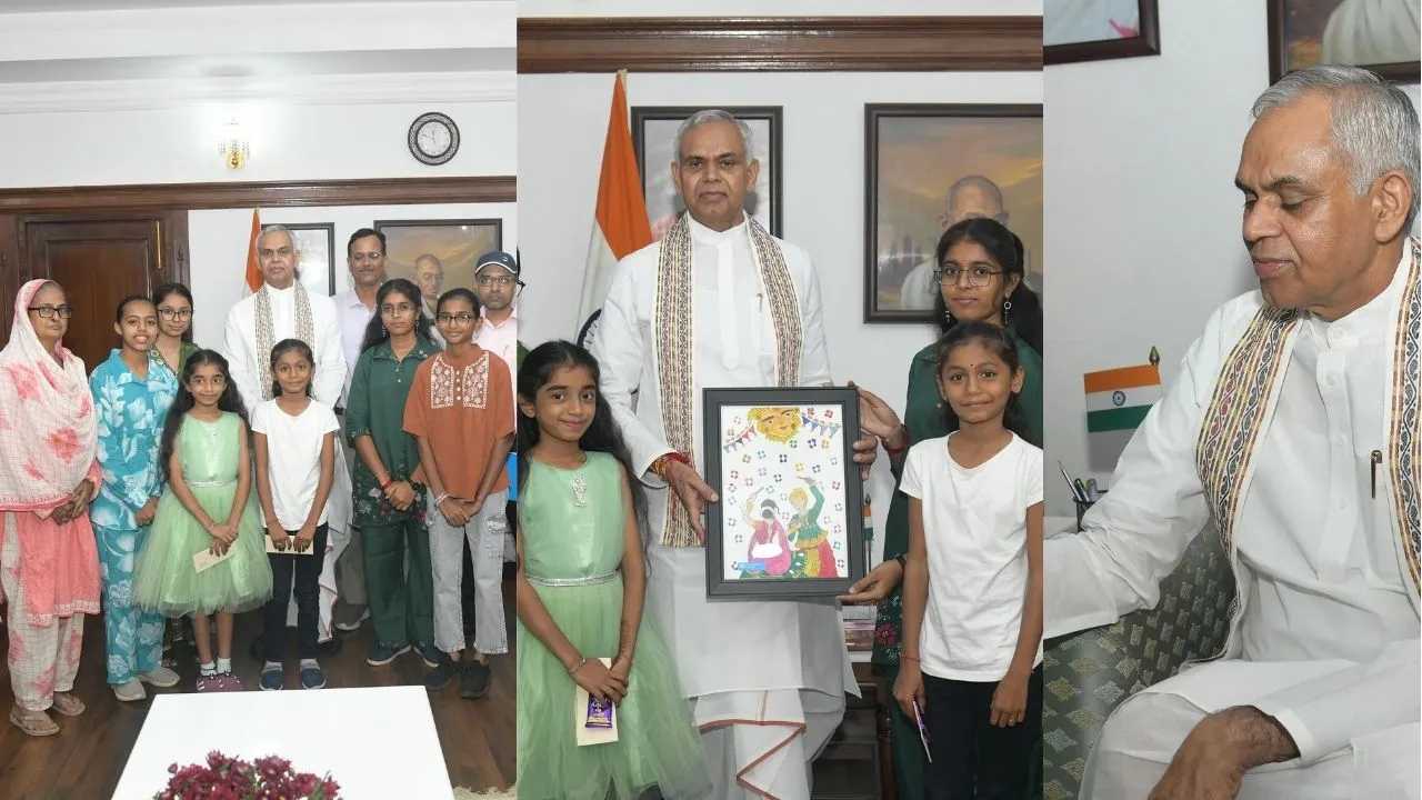 રક્ષાબંધન પર્વ નિમિત્તે SOS સંસ્થાની બાળાઓએ રાજ્યપાલ આચાર્ય દેવવ્રતજીને રાખડી બાંધી