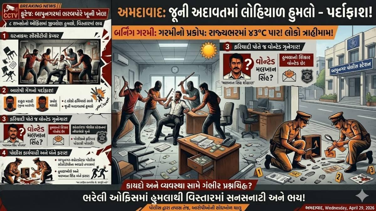 બાપુનગરમાં ઓફિસમાં ઘૂસી 8 શખ્સોનો હુમલો, ફરિયાદી જ નીકળ્યો વોન્ટેડ