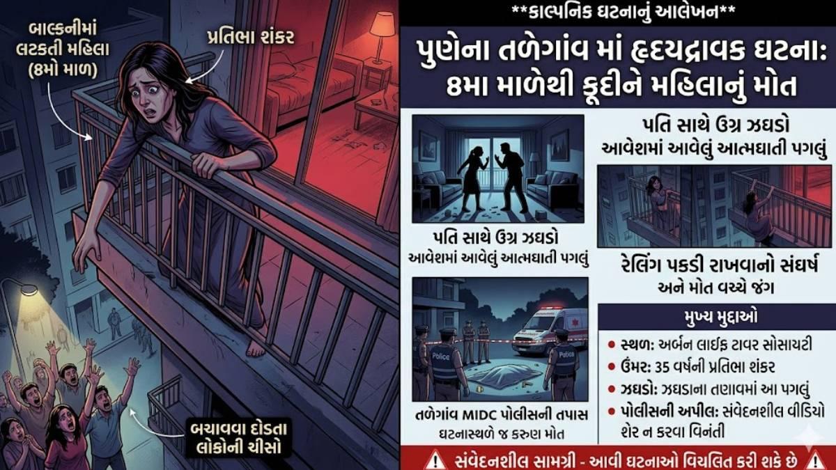 પુણેમાં હૃદયદ્રાવક ઘટના! પતિ સાથે ઝઘડા બાદ 8મા માળેથી કૂદી મહિલાએ જીવ ગુમાવ્યો