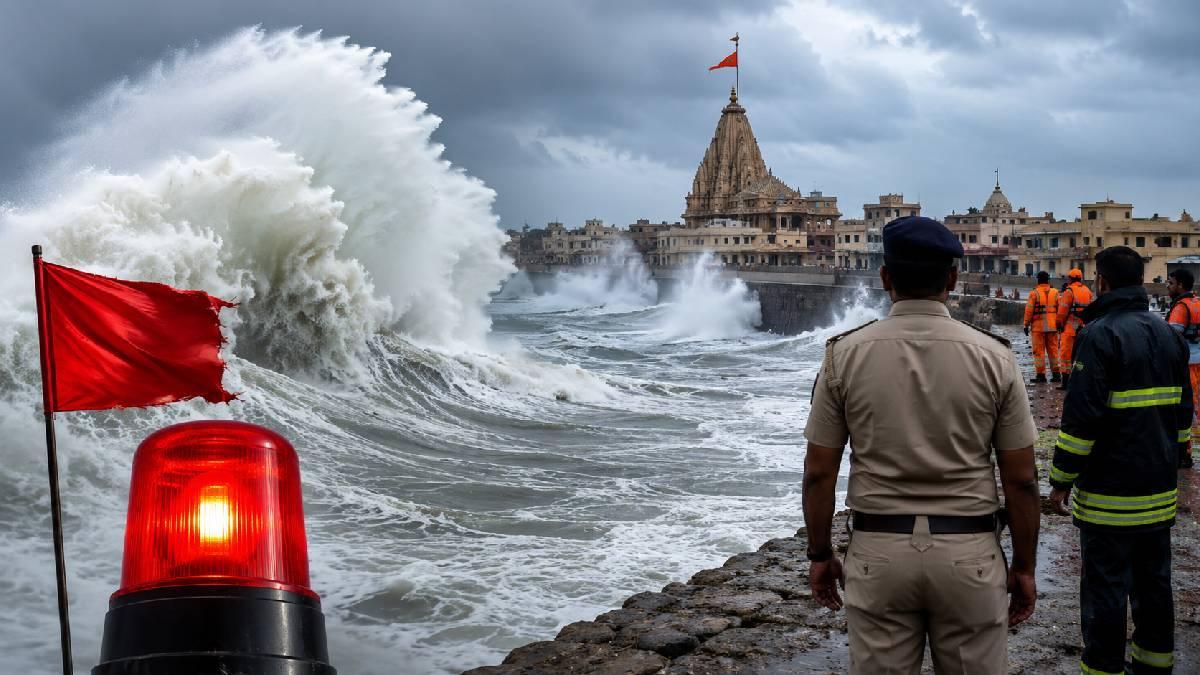 દેવભૂમિ દ્વારકામાં હાઈ વેવ એલર્ટ: દરિયામાં 20 ફૂટ સુધીના મોજાં, તંત્રે વધારી સતર્કતા