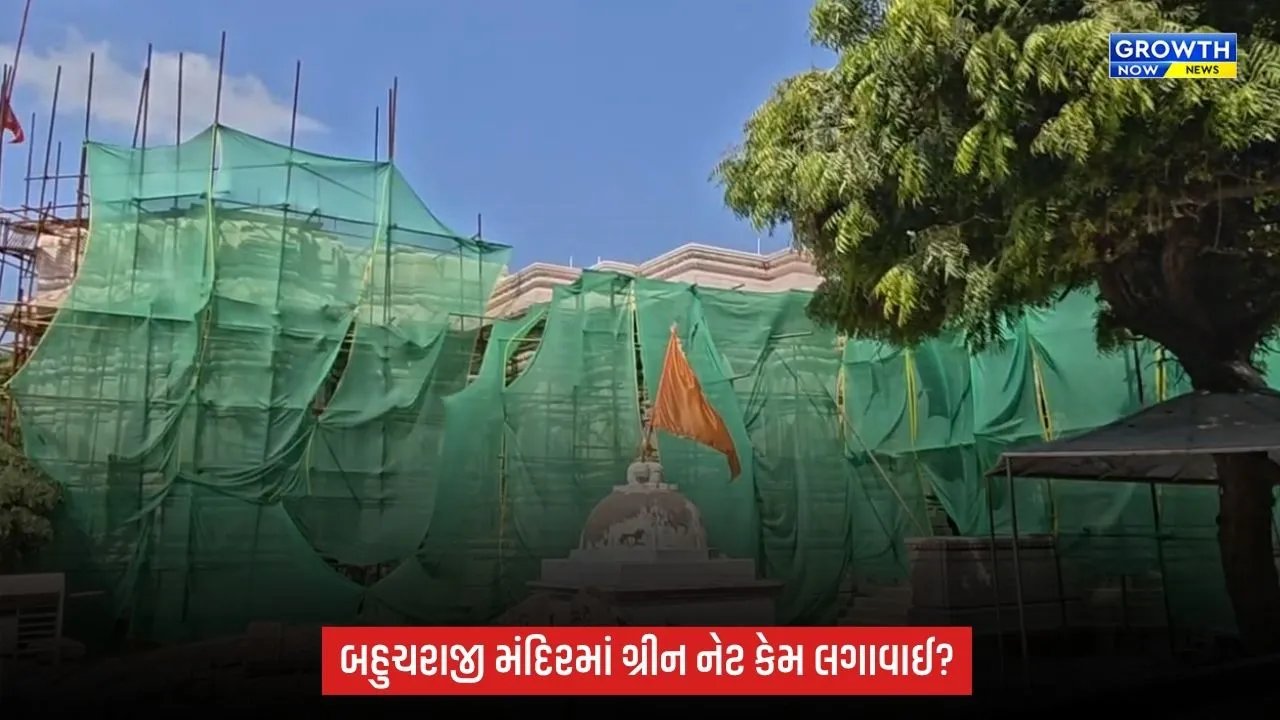 Bahucharaji મંદિરના નવીનીકરણમાં ગ્રીન નેટ લગાવાઈ, મંદિર વહીવટદારે જણાવ્યું કારણ