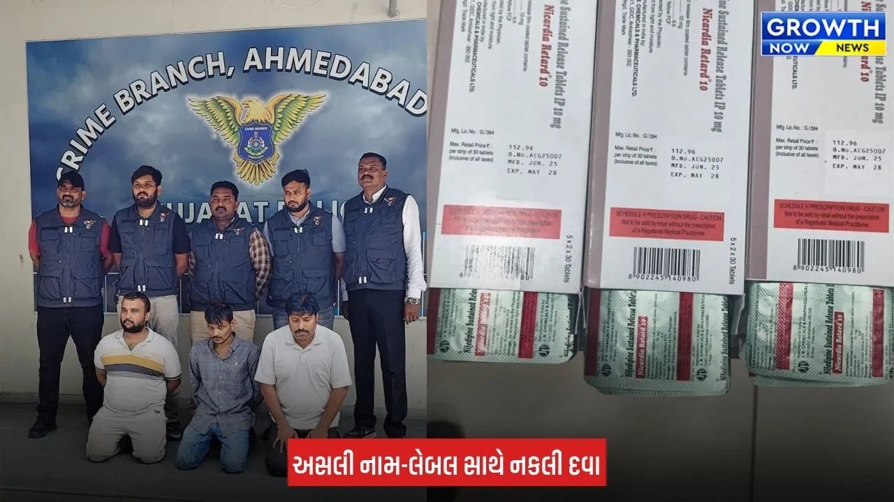 Ahmedabad Crime Branch : બ્લડ પ્રેશરની નકલી દવાઓ બનાવી આંતરરાજય સિન્ડીકેટ રચી દવાનું વેચાણ કરતી ગેંગનો કરાયો પર્દાફાશ