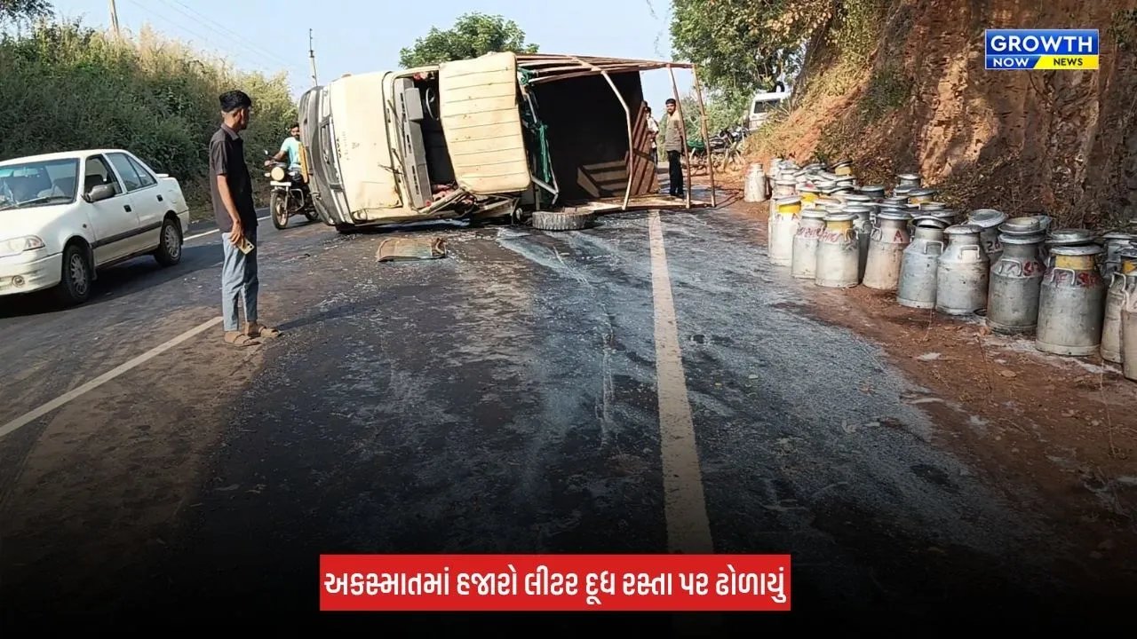 Aravalli News: મેઘરજમાં દૂધના ટેમ્પા સાથે નીલગાય અથડાઈ, હજારો લીટર દૂધ રસ્તા પર ઢોળાયું