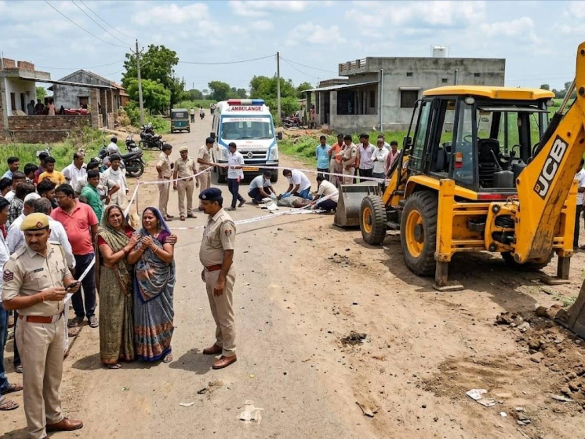 કડી નજીક બે નિર્દોષ બાળકો ઉપર જીસીબી ફરી વળ્યું