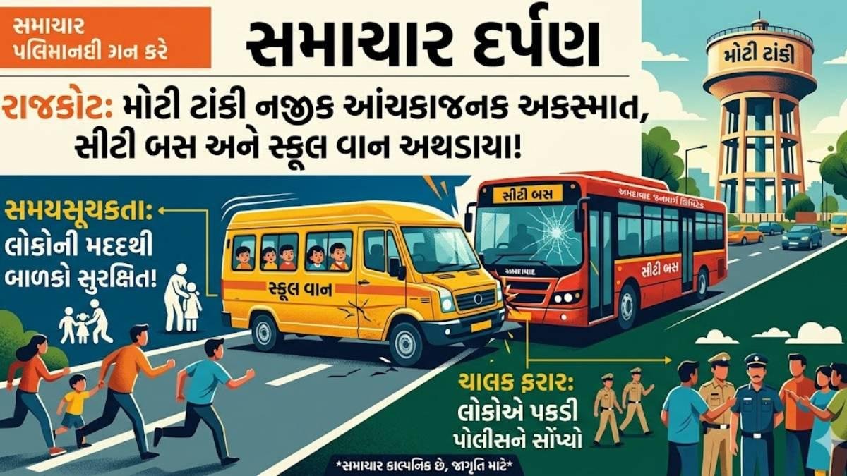 રાજકોટમાં સીટી બસે સ્કૂલ વાનને મારી ટક્કર મારી