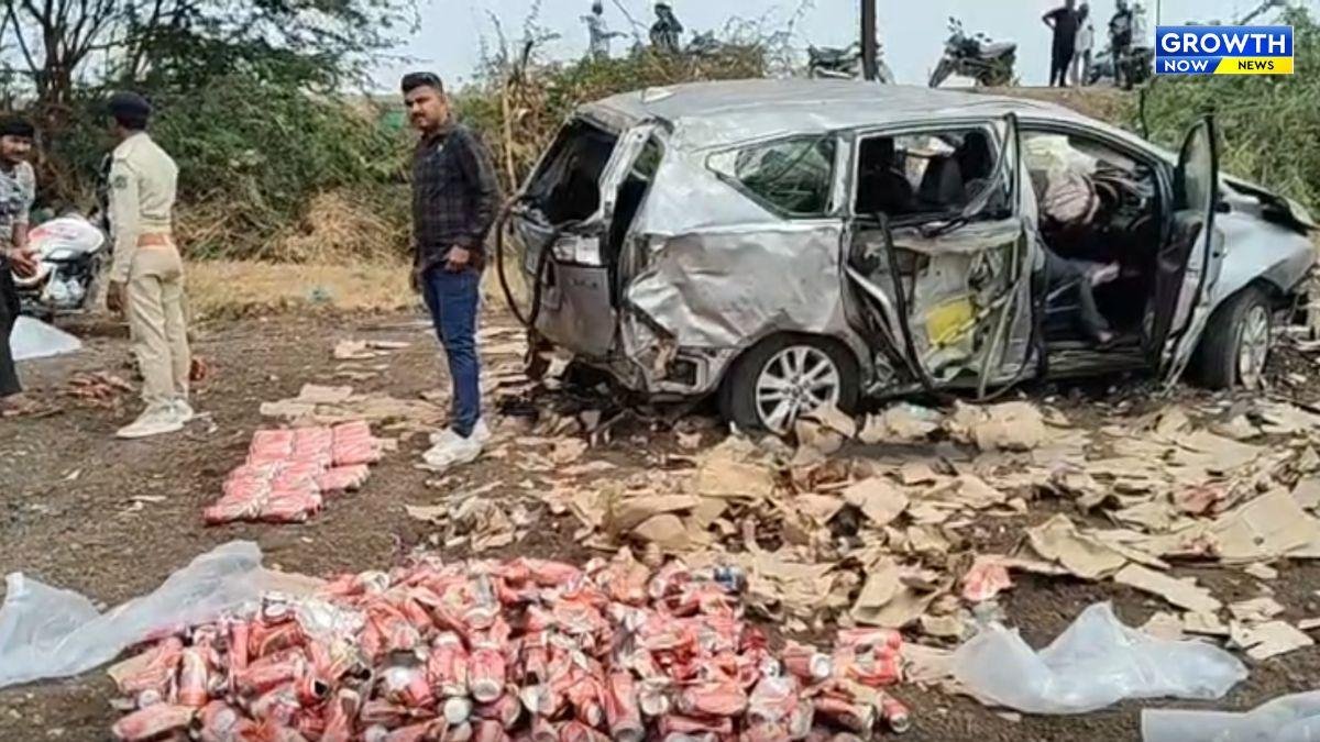 ભાવનગર-સોમનાથ નેશનલ હાઇવે પર અકસ્માત, કારમાંથી વિદેશી દારૂ-બિયરની રેલમછેલ