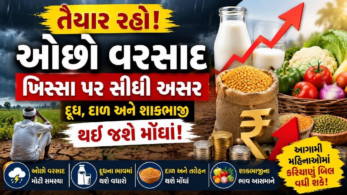 ચોમાસું નબળું રહ્યું તો ખિસ્સા પર પડશે સીધી અસર! દૂધ, દાળ અને શાકભાજી થઈ શકે છે મોંઘાં!