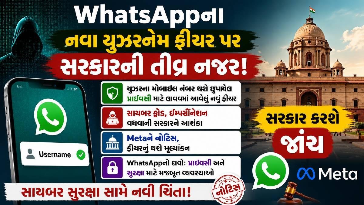 WhatsApp Username ફીચર પર સરકારની નજર, સાયબર ફ્રોડ વધવાની આશંકા વચ્ચે Metaને નોટિસ