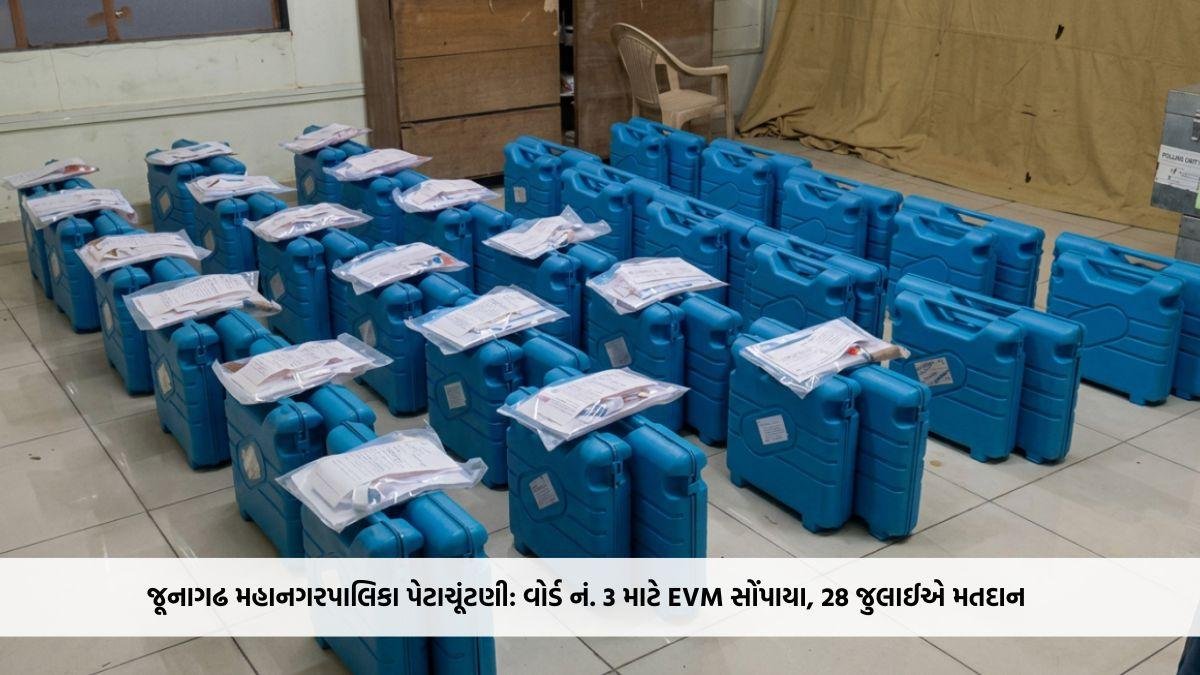 જૂનાગઢ મહાનગરપાલિકા પેટાચૂંટણી: વોર્ડ નં. 3 માટે EVM સોંપાયા, 28 જુલાઈએ મતદાન