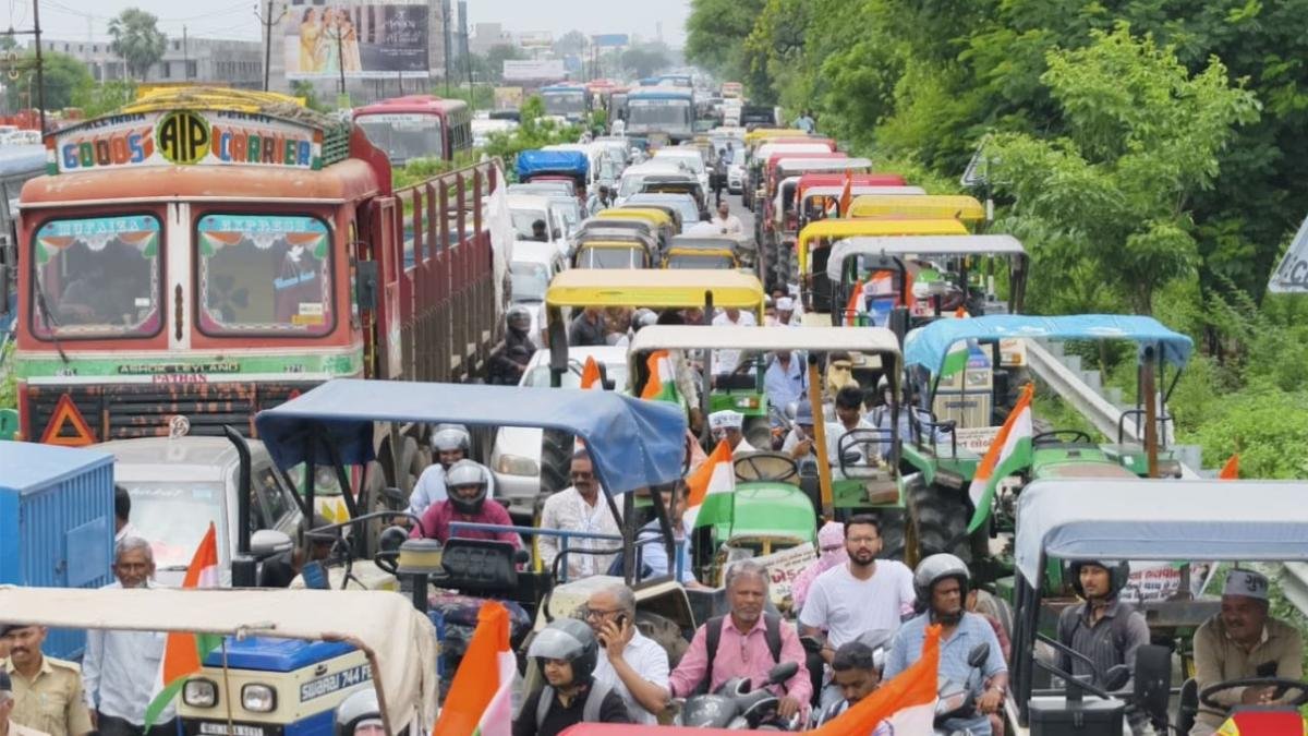 Bharuch: પાવરગ્રીડ લાઇનના વિરોધમાં ખેડૂતોની ટ્રેક્ટર રેલી, અંકલેશ્વર-ભરૂચ રોડ પર ચક્કાજામ
