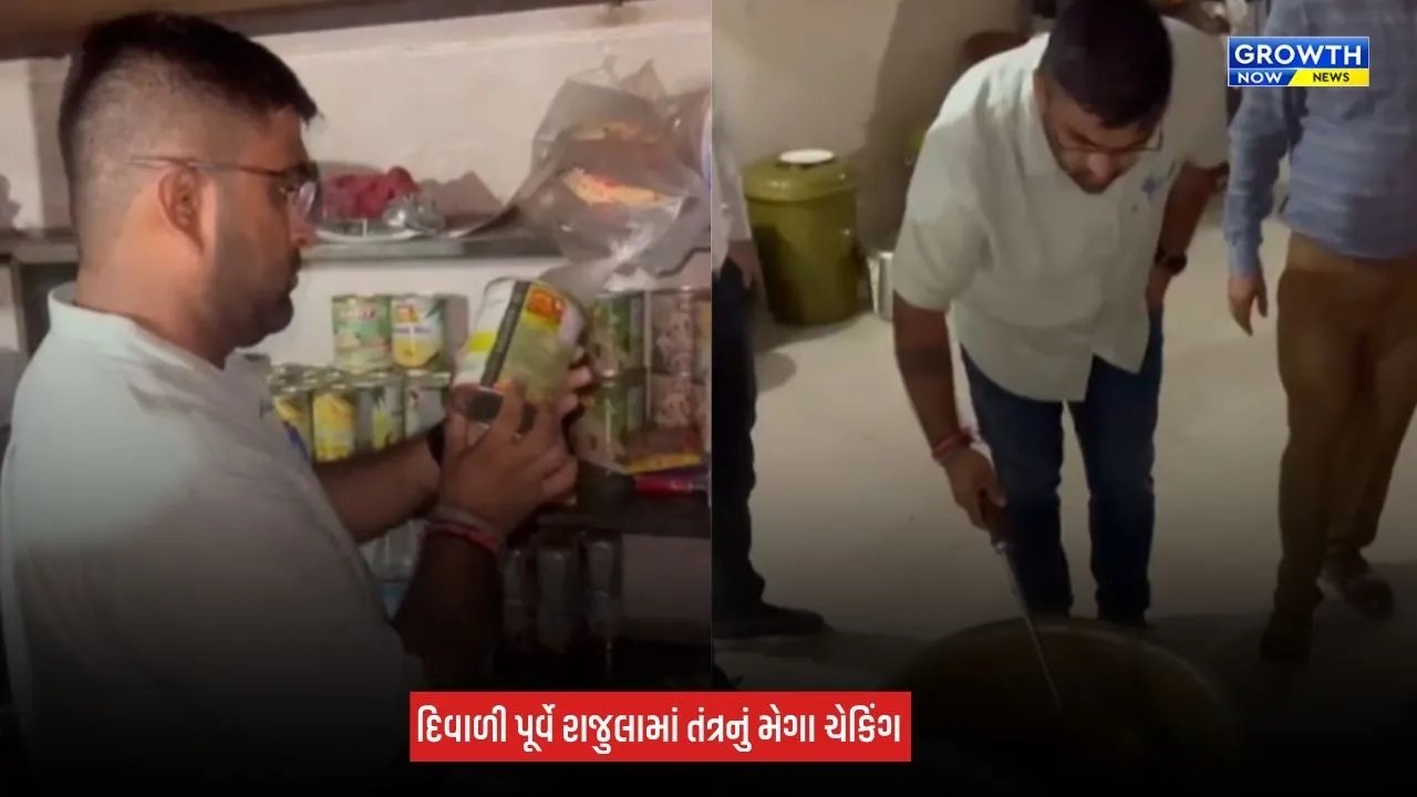 Food Inspection: દિવાળી પૂર્વે રાજુલામાં તંત્રનું મેગા ફૂડ ચેકિંગ, અખાદ્ય સામગ્રીનો કરાયો નાશ