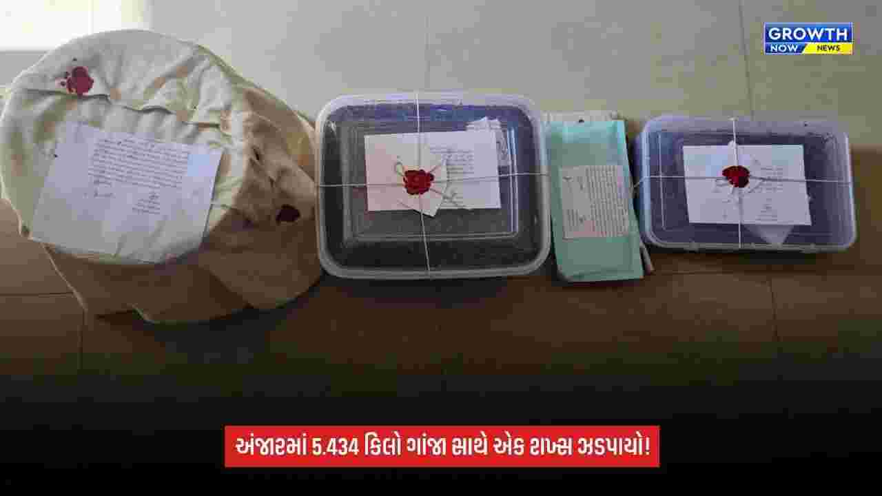 Kutchના અંજારમાં પોલીસની મોટી કાર્યવાહી, 5.434 કિલો ગાંજા સાથે એક શખ્સ ઝડપાયો