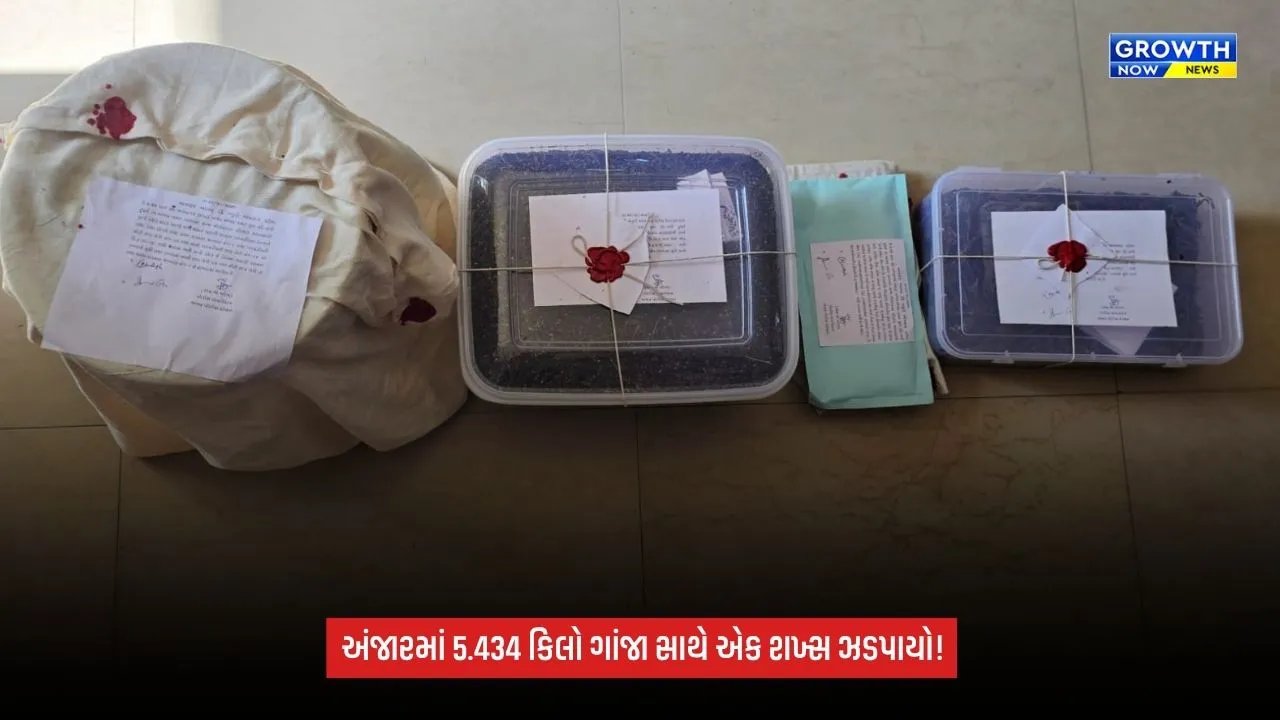 Kutchના અંજારમાં પોલીસની મોટી કાર્યવાહી, 5.434 કિલો ગાંજા સાથે એક શખ્સ ઝડપાયો