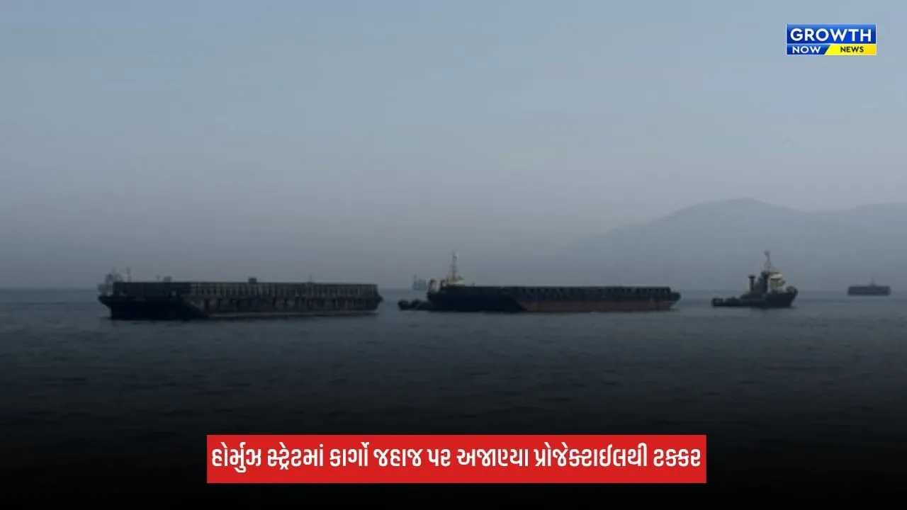 Hormuz Straitમાં કાર્ગો જહાજ સાથે 'અજાણ્યા પ્રોજેક્ટાઈલ'ની ટક્કર, લાગી આગ