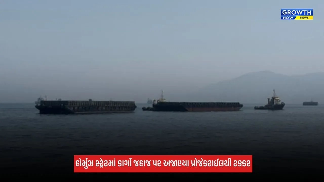 Hormuz Straitમાં કાર્ગો જહાજ સાથે 'અજાણ્યા પ્રોજેક્ટાઈલ'ની ટક્કર, લાગી આગ