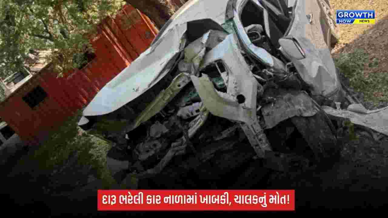 Kutchમાં દારૂ ભરેલી કાર નાળામાં ખાબકી, કારચાલકનું મોત; કારમાંથી ₹31 હજારનો દારૂ ઝડપાયો