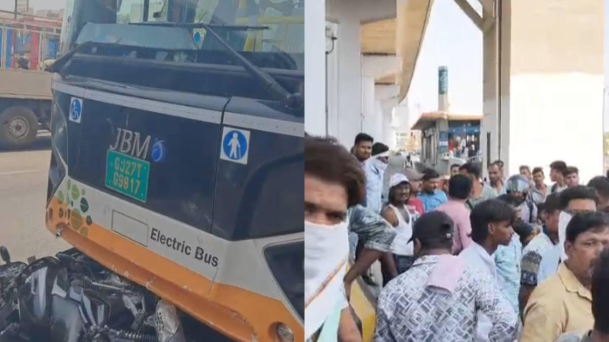 અમદાવાદના રાણીપમાં D-Mart પાસે BRTS બસ અને બાઇક વચ્ચે ગમખ્વાર અકસ્માત